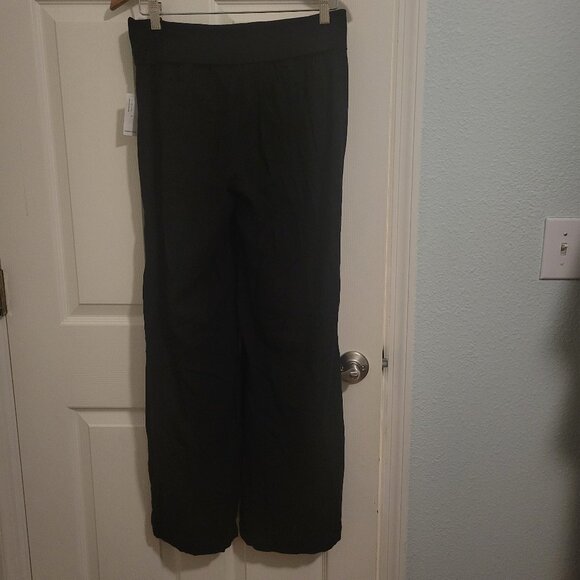 Old Navy Size Medium Linen Wide Leg Fold Over Waist Panel Black Pants- NWT - Picture 3 of 9